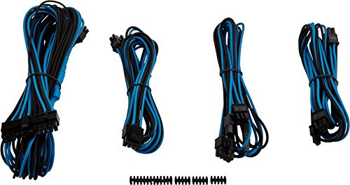 Corsair Premium PSU Cable Kit, Individually Sleeved Cables, Starter Package, Blue/Black, for Corsair PSUs