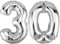 DekoRex Folienballon Silber 40cm Geburtstag Jubiläum Hochzeit Deko (Zahl 30)