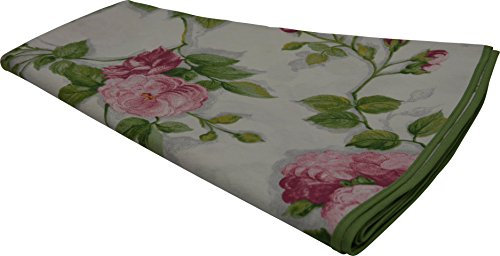 Angerer Freizeitmöbel GmbH Tischdecke rund -Tischwäsche Made in Germany (Weiß-Rosa geblümt)
