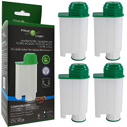 Filterlogic CFL-902B | 4er Pack - Wasserfilter für Philips Saeco CA6702/10 CA6702/00 CA6702 kompatibel mit Brita Intenza+ Wasserfilterkartusche Wasserfilterpatrone für Kaffeevollautomat Kaffeemaschine