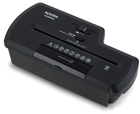Aurora AU800SD Professional Strip Cut Paper Shredder/CD/Credit Card Shredder Without Wastebasket, 8-Sheet Strip-Cut No Basket, Black