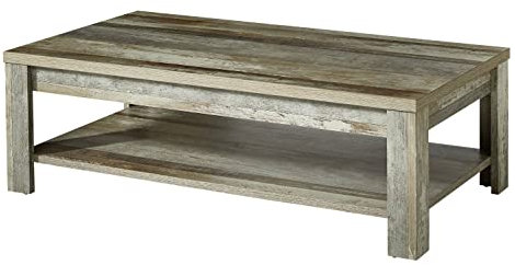 Stella Trading Bonanza Vintage Couchtisch in Driftwood Optik - hochwertiger Retro Sofatisch für Ihren Wohnbereich - 130 x 40 x 65 cm (B/H/T)