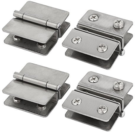 sourcing map 4pcs Charnière de Porte en Verre Douche Vitre 5-8mm Épaisseur Réglable Double Clip Pince