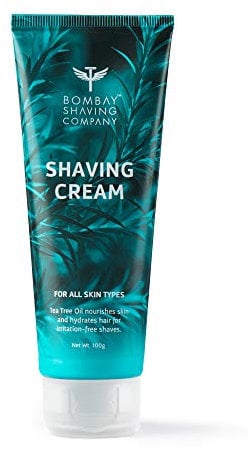 Bombay Shaving Company Shaving Cream with Tea Tree oil, Aloe Vera and Menthol Extracts- 100 g | Made in India