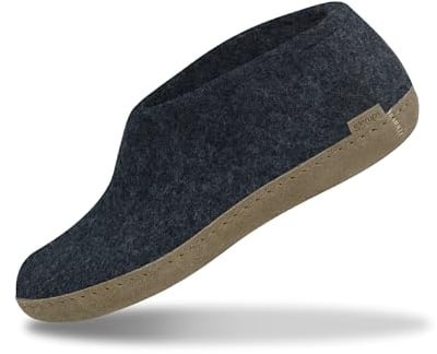 GLERUPS Hallenschuhe Damen & Herren | Unisex Wollpantoffeln mit Ledersohle