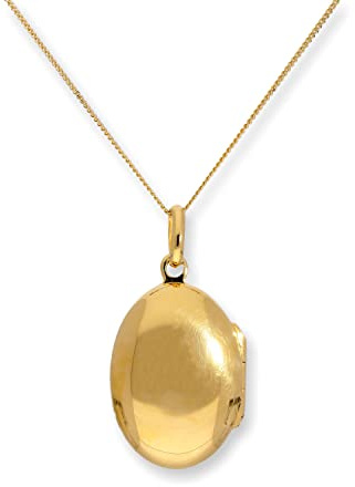 jewellerybox Gold getauchtes Sterlingsilber Gravierbares Medaillon Oval an 45,7 cm (18 Inches) Kette