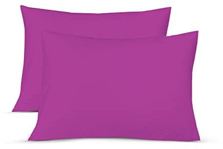 Sapphire Collection 2 x Luxury Pair of Housewife Pillow Cases Non Iron Percale Bedroom Bedding Pillow Cover (Fuchsia)