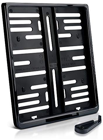 Kennzeichenhalter | 180 x 200 mm | SCHWARZ Hochglanz | Motorrad MC | Klavierlack | DHL-Versand