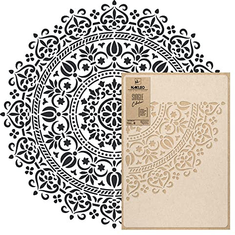 NAKLEO Mandala Große Malschablonen Durchmesser 109 cm - XL, Orientalischer Kreis Geometrisches Ornament, Wiederverwendbare Kunststoff Wandschablone DIY Handwerk, Holz Möbel Boden Stoff
