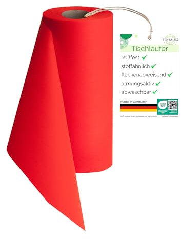 Sensalux Nature Tischläufer, Tischband, Vlies, CO²-neutrale Produktion, Ihr grüner Fußabdruck - 0,3m x 25m Rosenrot