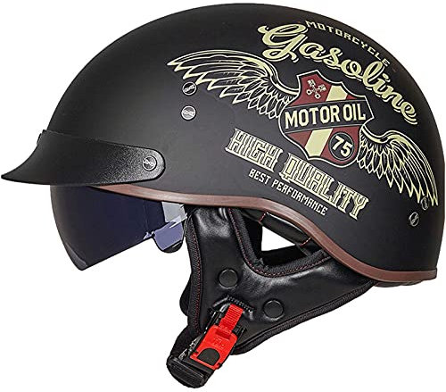Unisex Motorradhelm Jethelm Helm Rollerhelm Halbschalenhelm Pilot Scooter Jet Halbhelm Mit Visier Jethelm ECE Zertifizierung Offener Helm Herausnehmbares Futter,D,XXL