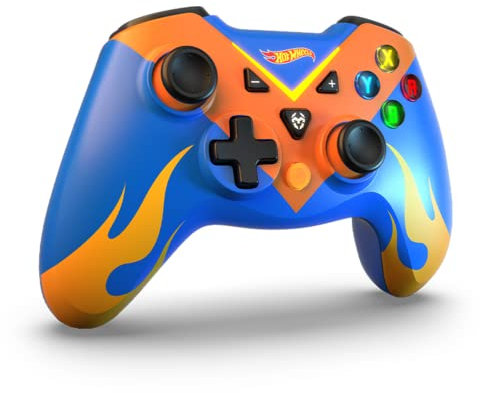 KROM KEY PRO Hot Wheels Gamepad con Cable, X-input y Direct-input, Joystick y Gatillos Analógicos, Función Turbo, Bluetooth 2.1, Compatible con PC y Nintendo Switch, Color azul