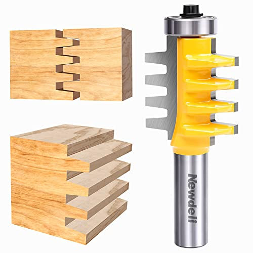 Reversible Finger Glue Joint Router Bit 1/2 Zoll Schaft, Newdeli Bearing Finger Joint Router Bits Carbid Joinery Holz Milling Cutter for DIY Door Table Cabinet Shelve Furniture