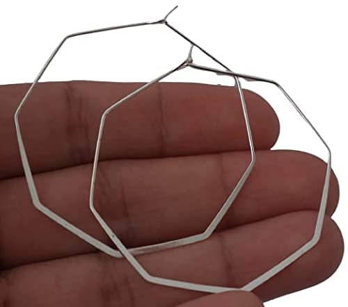 ✿ SECHSECKIGE UNTEN FLACHE SEHR ZARTE SILBER CREOLEN ✿ so schöne zarte Ohrringe OCTAGON versilbert