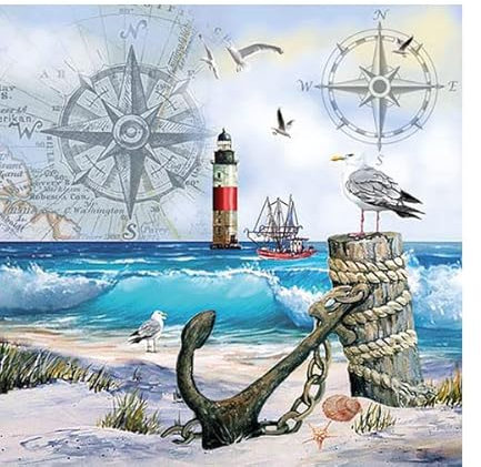 20 kleine Cocktail-Servietten Momente am Meer | gestreift | Muster | neutral | zeitlos | G?ste | Tischdeko | Dekoration | Fest | Feier | basteln | Decoupage | Serviettentechnik 25x25cm