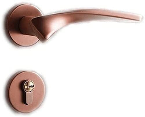 Habiba Türschloss Mute Door Lock, Durable Magnetic Split Door Lock Türhebel, Exquisiter Indoor Rose Gold Massiver Türgriff mit Schlüssel Still