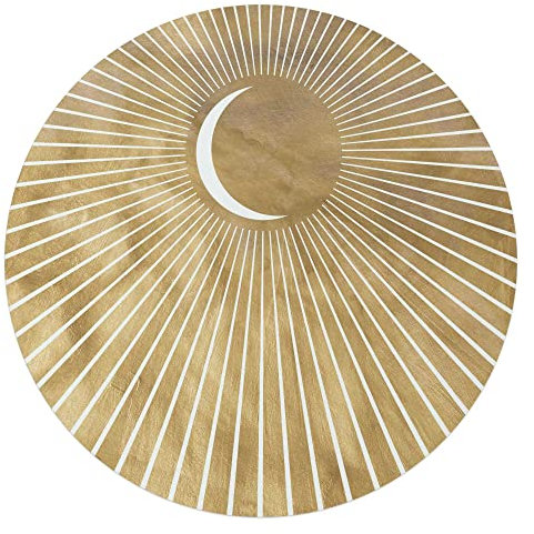 REINDERS Glasbild, Mond, Schlafzimmer, Poster, Wanddeko, Glasbilder, Glas, Gold, Ø 70cm