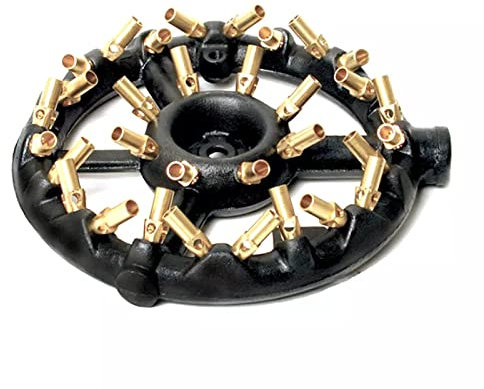 THREMA Round Nozzle Jet Burner, 3/4 Interface Cast Iron Large Gas Burner with 32 Brass Orifice, Liquefied Gas Jet Burner, for Chinese Wok Range, Grilling, Stir Fry