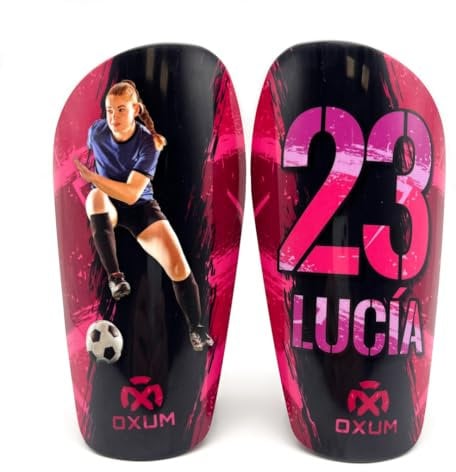 Oxum Sport – Personalisierte Schienbeinschoner für Kinder & Erwachsene mit Foto, Nummer & Name. Inkl. Schutzhülle als Geschenk – Gama One Valkyrie.