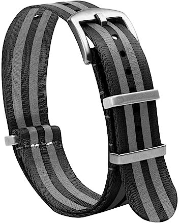 TStrap Nato Uhrenarmband 18mm Nylon - Schwarz Grau Armband Uhren für Herren Damen Ersatz - Weich Schnellwechsel Uhrband Ersatzarmband Uhr - 18mm 20mm 22mm 24mm