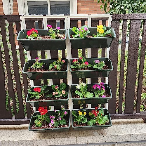 Hängende Blumentöpfe, Blumenampel Außen, Zaun-Pflanzgefäße Zum Aufhängen, Hängende Balkon-Pflanzgefäße, Erdbeer-Pflanzgefäße, Geländer-Zaun-Pflanzgefäße Mit Abnehmbaren Haken ( Color : DARK Green , Si