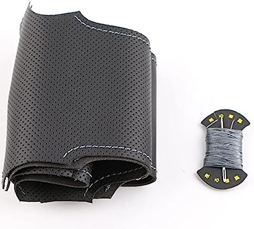 Schwarzer Leder-Auto-Lenkradbezug, für Renault für Clio 3 2008 2009 Clio MK 3 2010. Handgenähter Auto-Lenkradbezug