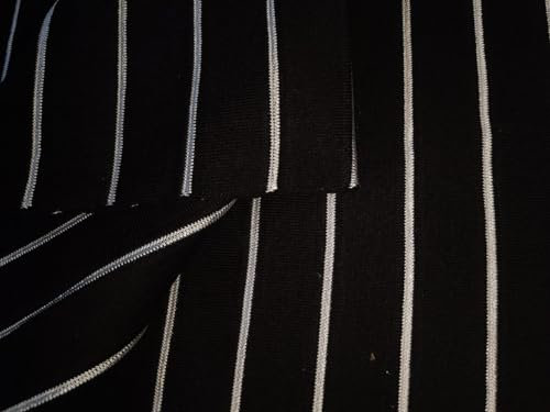 Tela de punto de piqué de licra de bambú de 190,5 cm disponible [rayas negras de 1,50 pulgadas]