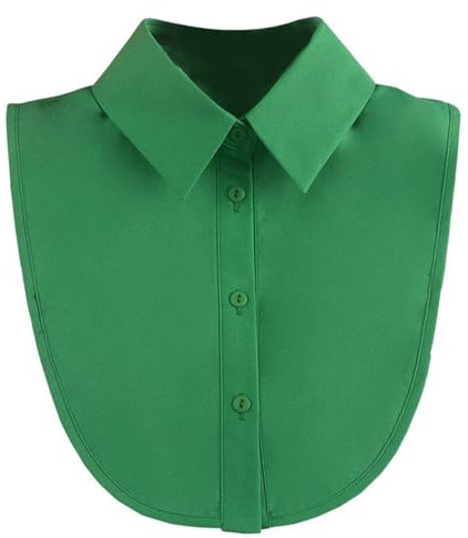LoudSung Faux col amovible demi-chemise chemisier faux col élégant couleur pure designs simples pour femmes filles, Pointe verte, 16