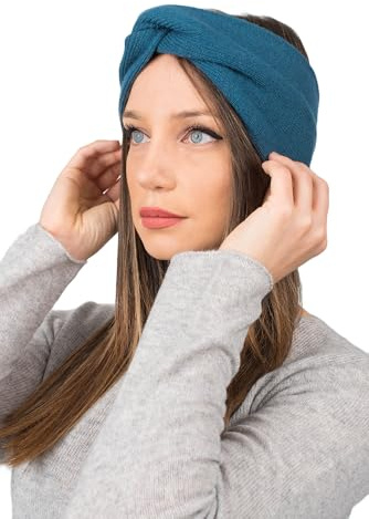 Dalle Piane Cashmere - Haarband aus Kaschmirmischung, Made in Italy, Farbe: Petroleum, Einheitsgröße