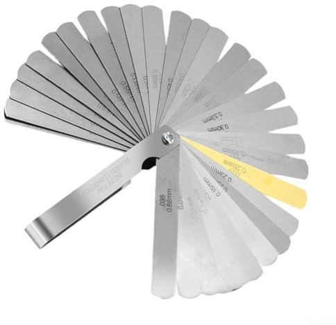 Set spessimetri per regolazione del gioco valvola, 32 lame, metriche e pollici, doppia marcatura