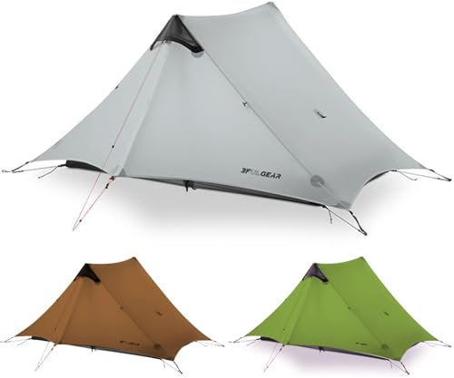 ROOMEDAL 3F UL Gear Lanshan Ultraleichtes Zelt, wasserdicht, professionelles Wanderzelt, 1 Person/2 Personen, Zelte für Camping, 3 Jahreszeiten/4 Jahreszeiten, Rucksackzelt (grau, 2 Personen, 3