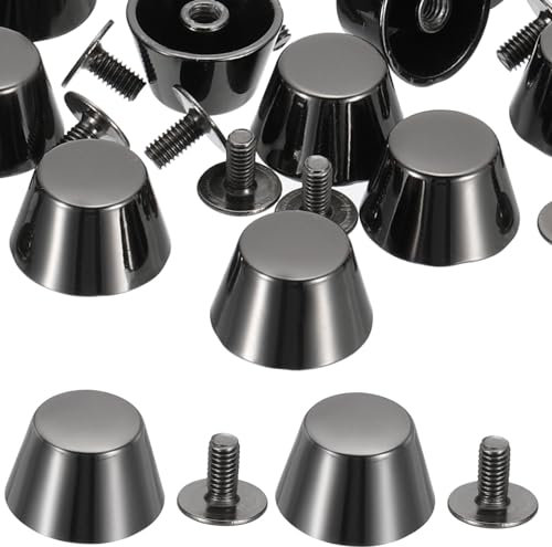 PATIKIL 9 * 10.5x15mm Nieten für Kleidung, 12er Set Metallknopf-Nieten Schrauben-Kit Schraubverschluss Flachkopf-Nieten Schraubknöpfe DIY Lederfassnieten, Schwarz