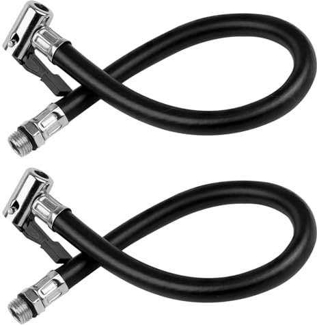 GIONAR Set di 2 adattatori universali per gonfiare pneumatici, tubo flessibile in gomma, tubi di ricambio per pompe ad aria, compressori e estensioni valvole, per auto, moto, bicicletta