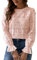 CUPSHE Chemisier pour femme avec découpes florales, col rond, manches longues, poignets élastiques, chemise élégante, rose clair, L