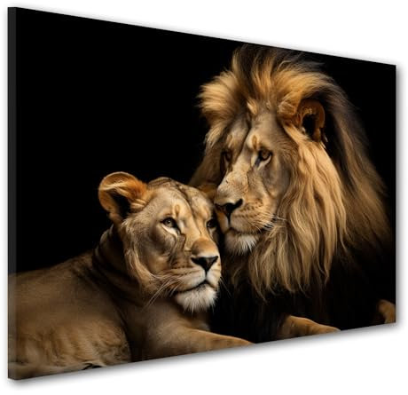 Beautiful Lions Löwen Wandbild Leinwandbild Kunstdruck XL Wanddeko Größe 90x60x2cm