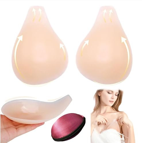WONAVEHY Reggiseno Adesivo in Silicone Nipple Cover Push Up Invisibile Donna Copricapezzoli Basic Autoadesiva Riutilizzabili Coppa Senza Spalline Imbottito Pasta per Seno Abito Costumi da Bagno