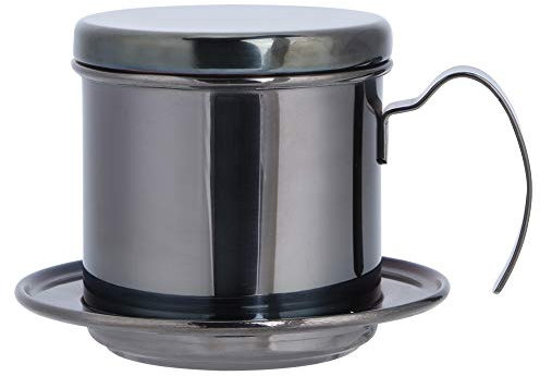 flexman Kaffee Tropffilter, Abnehmbare Kaffeemaschine aus Edelstahl mit Deckel, Tragbare Kaffeemaschine für Zuhause, Arbeit, Reisen und Camping Im Freien (Titanium Black)