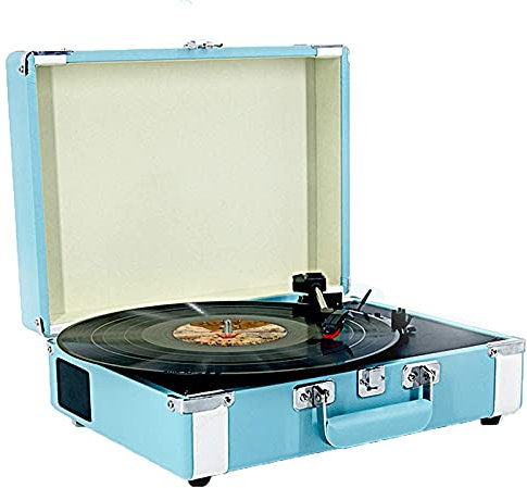 HAVVMK Tourne-Disque rétro, Tourne-Disque phonographe Bluetooth Vintage à 3 Vitesses, Tourne-Disque de Valise Portable, Disque Vinyle