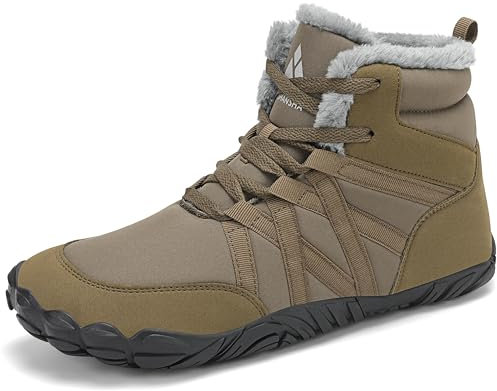 Mishansha Barefoot Scarpe Invernali Uomo Donna Caldo Stivali Neve Comode Antiscivolo Scarponi Outdoor, Marrone Scuro 48