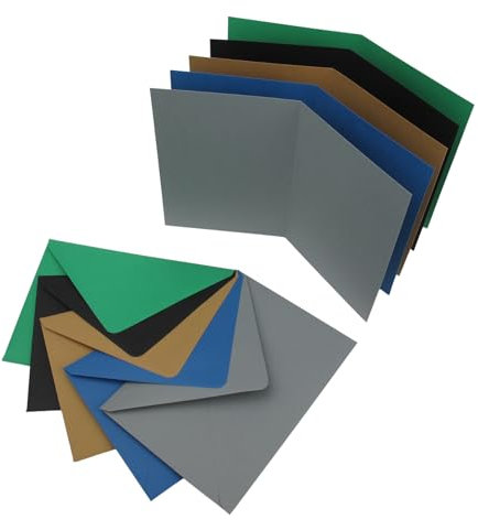 50er Set Faltkarten blanko mit Umschlag bunt, DIN A6 / C6 Klapp-Karten mit Kuvert zum selbstgestalten, beschreibbar und bedruckbar (dunkle Farben)