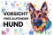 Vorsicht Hund Schild 20x30cm wetterfestes Schild Achtung Hundeschild freilaufender Hund Hunderasse (Schäferhund Weiss)