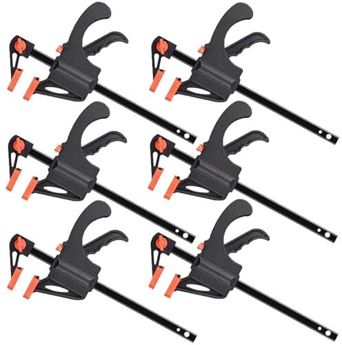 6Pcs Quick Grip Clamps,4 Inch Adjustable Ratchet Bar Clamps,Woodworking F Clamps, One Hand Quick-Release Bar Clamp Tools for DIY Handmade Craft, Woodworking