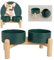 Elevated Ceramic Dog Bowl Set - Raised Dog Food and Water Bowl Set - Double Dog Bowls with Non-Slip Stand - Dog Dishes Set of 2 - Pet Bowls for Small to Medium Dogs - 2 Cups - 28.75 fl oz - Green