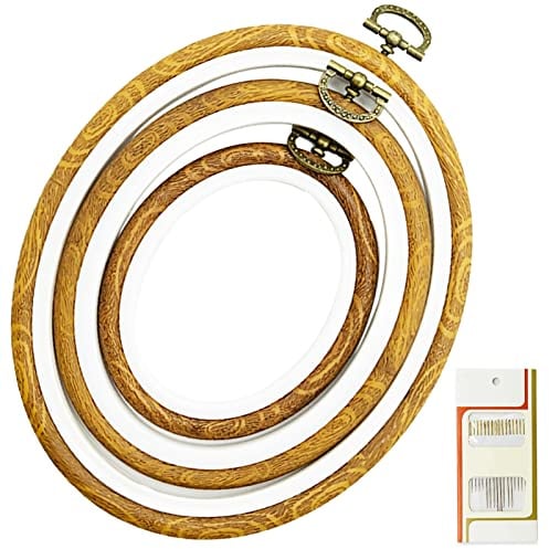 3 Stück Kreuzstich Rahmen Verschiedene Größen Stickerei Rahmen Rund Stickrahmen Set Kunststoff Mini Stickring Stickerei Ring für DIY Kreuzstich-Produktion und Display,Ovales Stickrahmen-Set