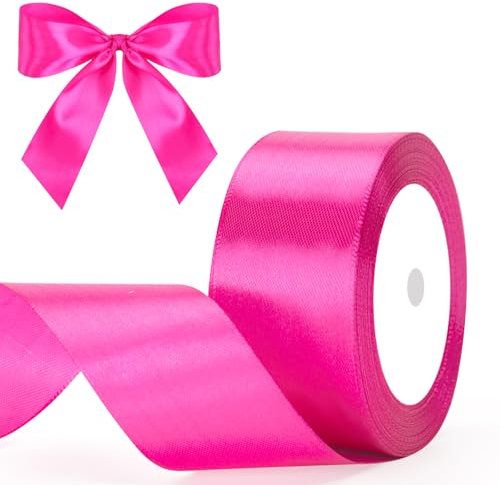 G2PLUS Nastro Raso Satinato Rosso rosa: 40mm x 22m - Per Regali, Feste, Natale, Compleanni, Matrimoni, Bomboniere e Pacchi Decorativi