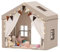 EROMMY 2-in-1 kinderzelt mit Matte, bunten Fahnen und Leuchtstreifen, Doppeltür-Design Zelt kinderzimmer für drinnen mit Dachfenster,Spielhaus für 3+ Jahre Braun