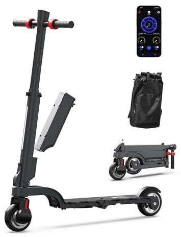 HX X6 Elektrisk Sparkcykel för Vuxna med Löstagbar Batteriladdning, Upp till 25km/h, 7,5 Ah-batteri, Elektrisk Skoter Hopfällbar, 3 Hastighetsinställningar/Dubbelbromssystm/LCD-skärm/APP-kontroll