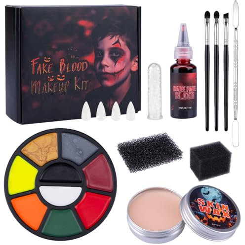SFX Kit de maquillage à effet spécial Halloween - Spray de sang artificiel - Lavable - Maquillage à sang artificiel - Composé de silicone - 9 couleurs - Couleur du corps - Pour zombie et monstre