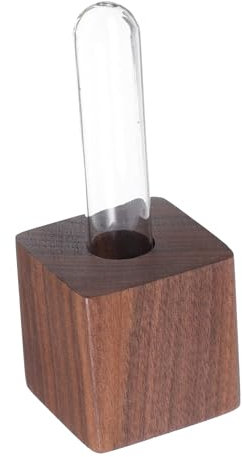 JOINPAYA Mini Jardinière Magnétique en Bois pour Réfrigérateur – Vase à Fleurs Tube à Essai Noir Noyer 4x4x4 Cm – Décoration Murale La Cuisine Bureau – Fixation Aimantée Solide