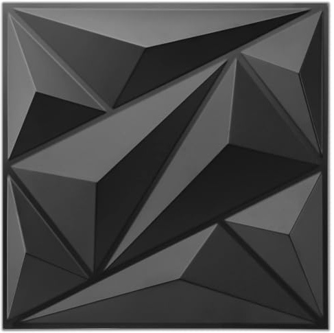AMIGO 20 Stück 3D-Wandpaneele Dreieck 30x30 cm, Schwarz, wasserfest